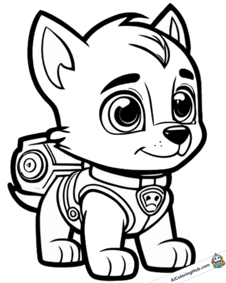 Coloring page young police dog with badge