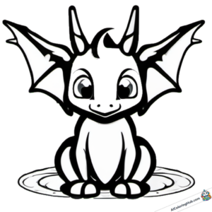 Coloring picture Friendly dragon with big ears