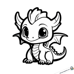 Coloring picture cute baby dragon