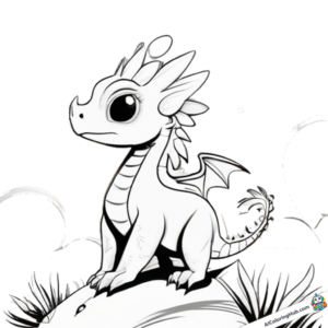 Coloring page mindful dragon on a rock