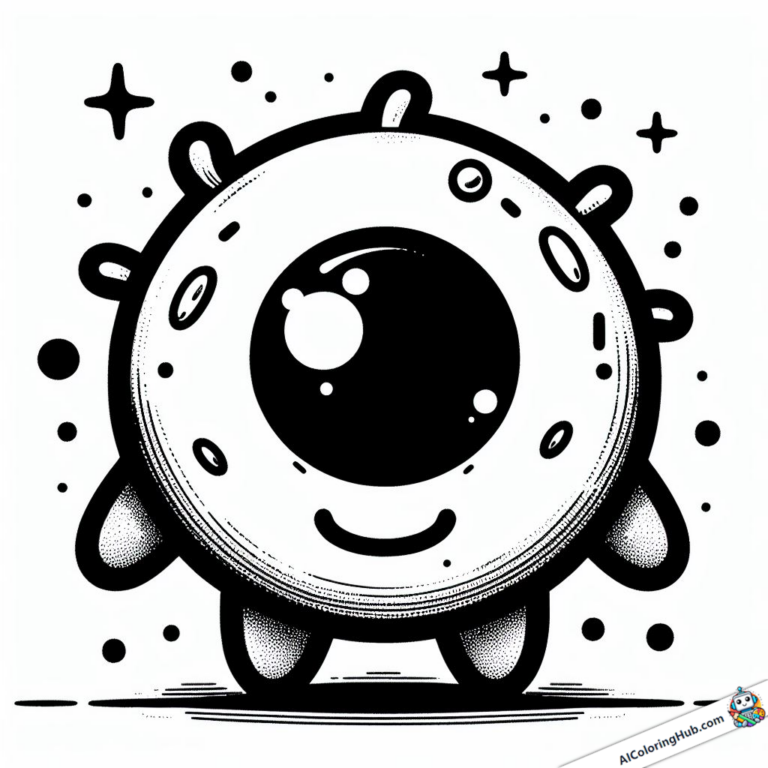 Coloring template small round alien