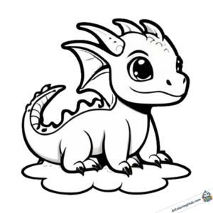 Drawing small dragon on a cloud