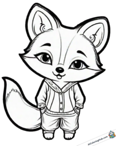 Coloring graphic cool fox in clothes