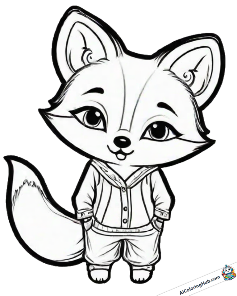Coloring graphic cool fox in clothes