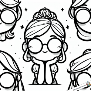 Coloring picture Princess with glasses