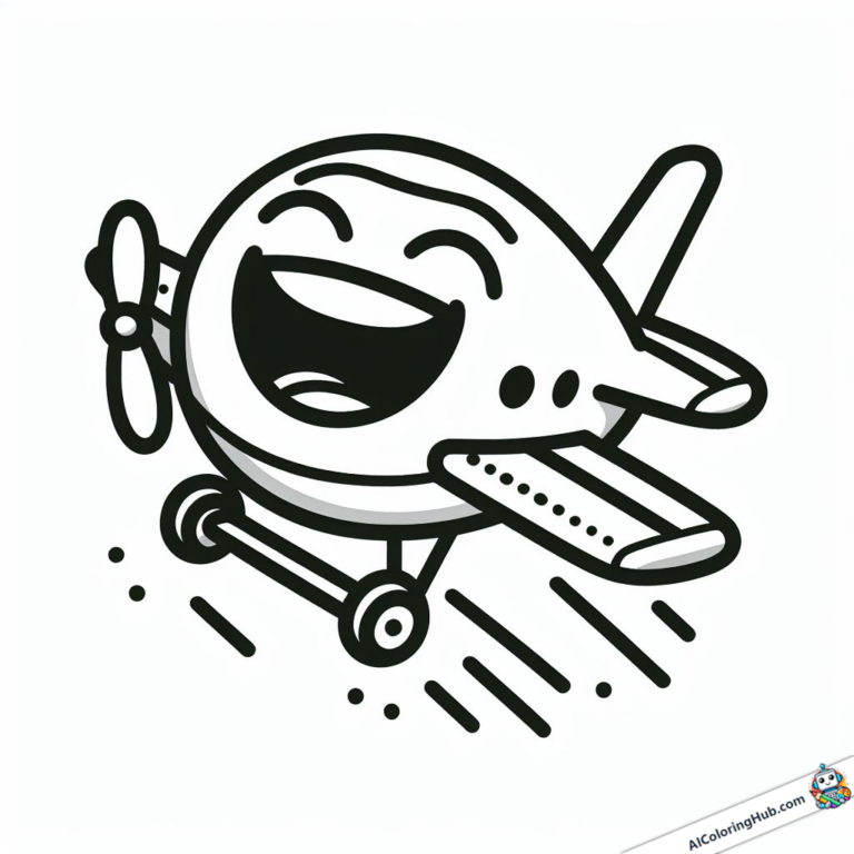 Coloring template Laughing airplane takes off
