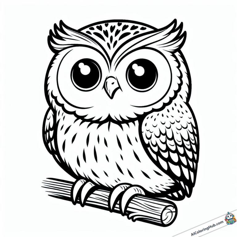 Coloring template Owl on branch