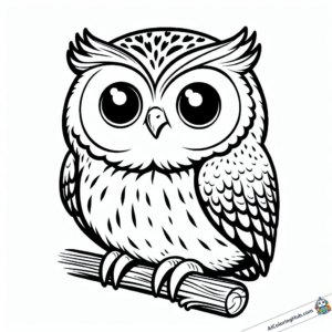Coloring graphic Owl on branch