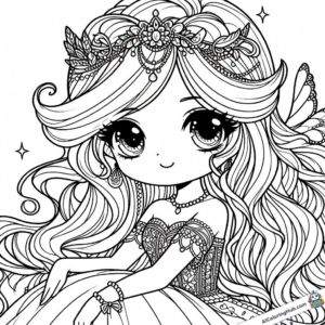 Coloring graphic Princess in a ball gown