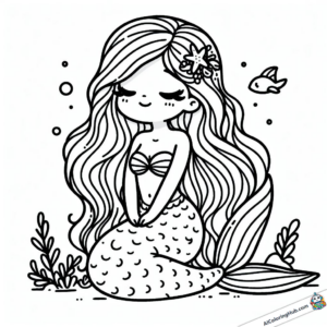 Coloring page little mermaid dreams