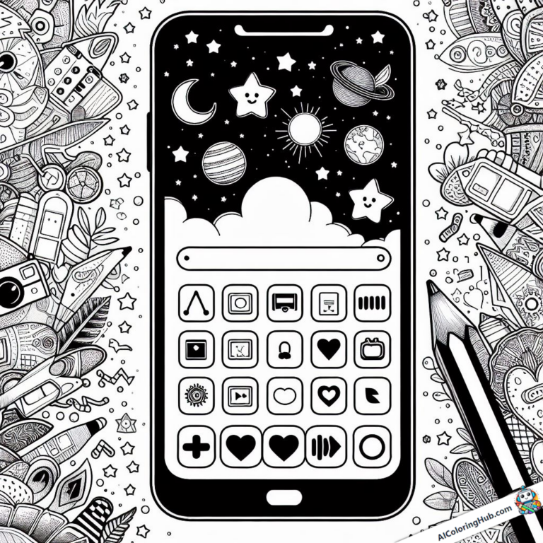 Coloring picture Smartphone with apps