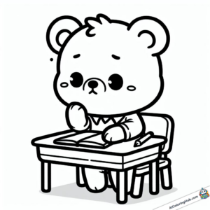 Coloring picture Bear with exam anxiety