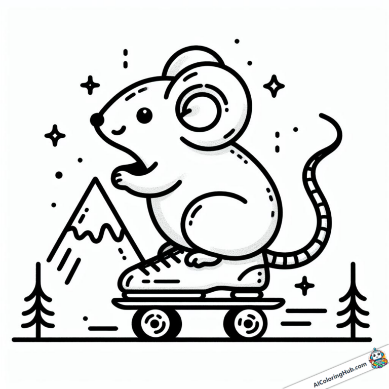 Coloring picture Mouse races on roller skates