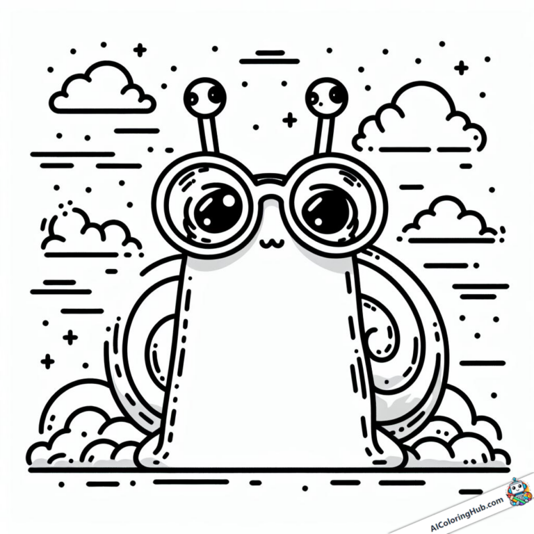 Coloring template Snail with glasses