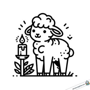 Drawing Easter lamb blows out candle