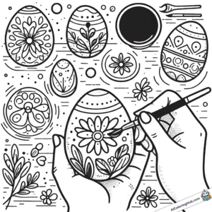 Coloring page Paint Easter eggs with a brush