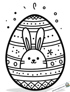 Coloring picture Easter egg with rabbit
