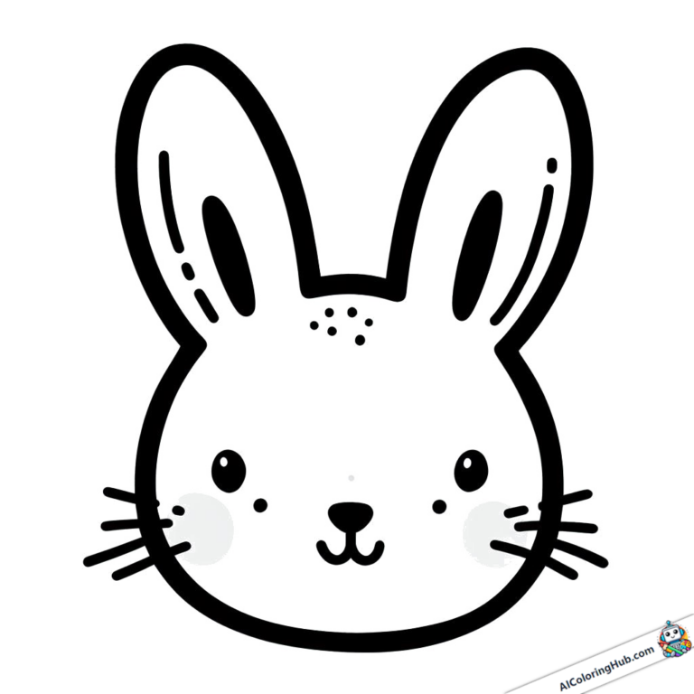 Coloring picture Face rabbit frontal