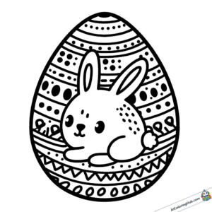 Coloring template Easter bunny motif on egg