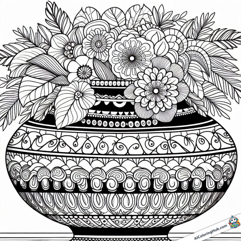 Dibujo Flores en jarrón estampado