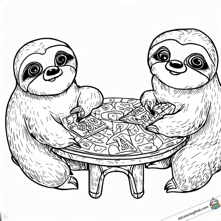 Dibujo Los perezosos juegan a un juego de mesa