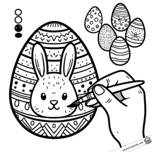 Dibujo Huevo de Pascua con cara de conejo