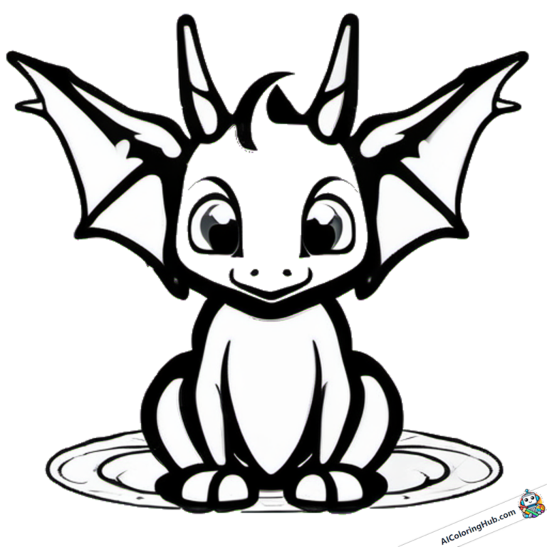 Tableau à colorier dragon sympathique avec de grandes oreilles
