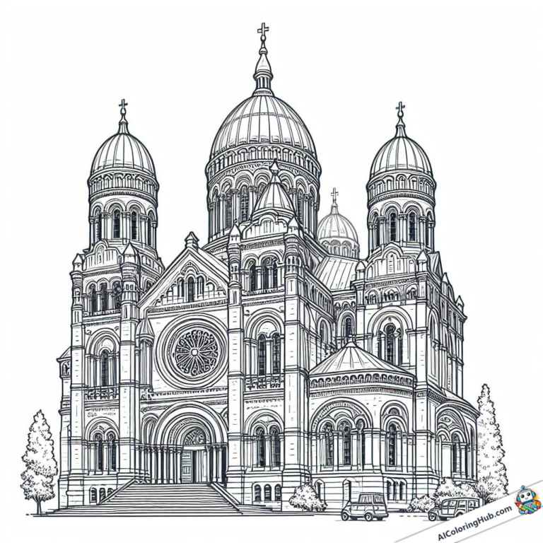 Image à colorier Église avec coupoles