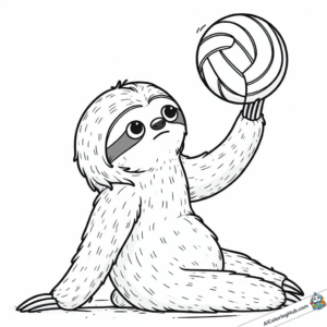 Image à colorier Un paresseux admire le volley-ball