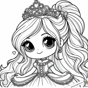 Graphique à colorier La princesse pose dans sa nouvelle robe