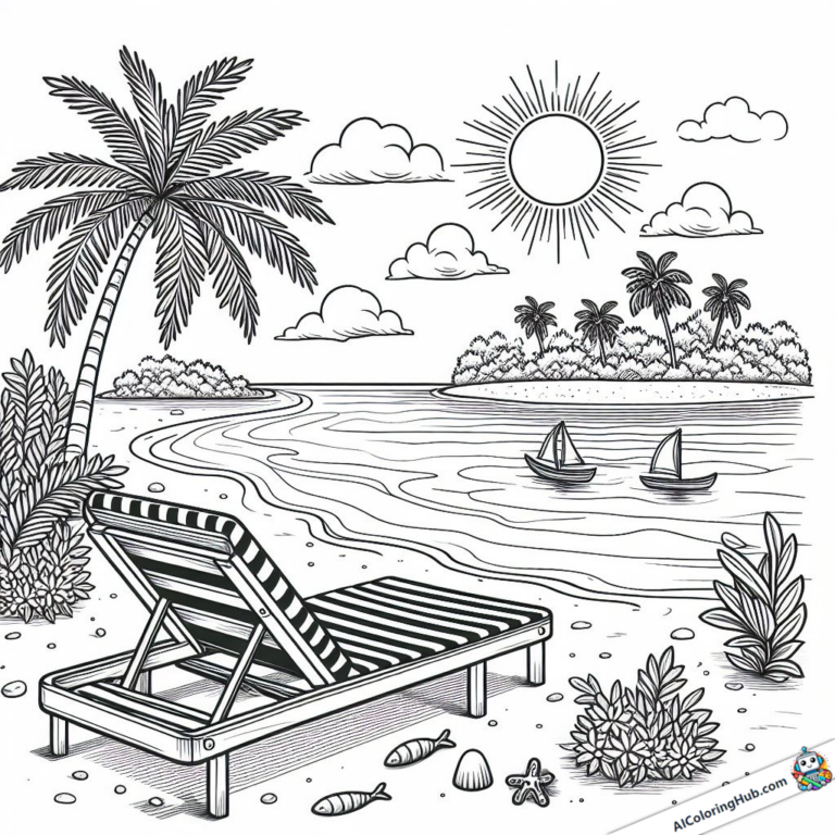 Image à colorier Vacances aux Caraïbes