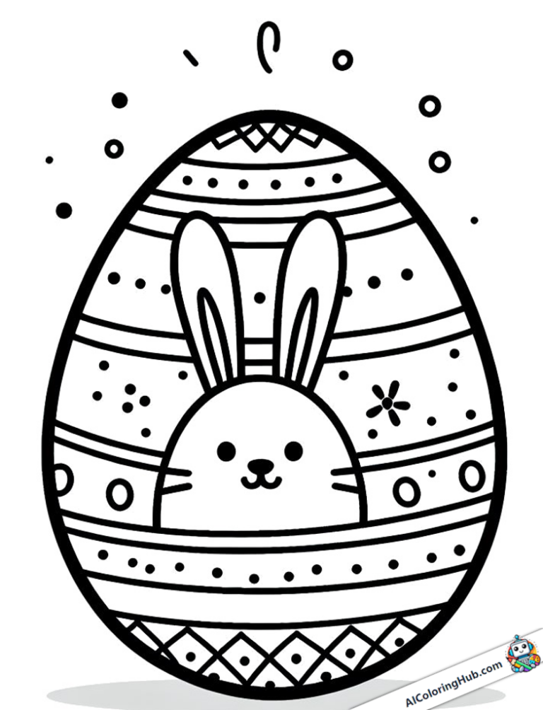 Tableau à colorier Oeuf de Pâques avec lapin