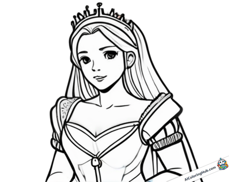 Disegno Principessa con corona e vestito