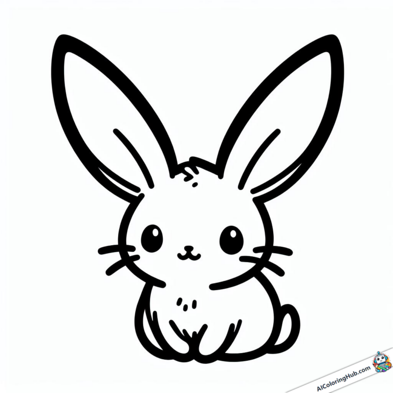 Grafica da colorare Coniglietto con grandi orecchie