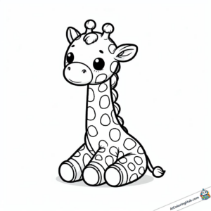 Grafica da colorare La giraffa siede su Popo