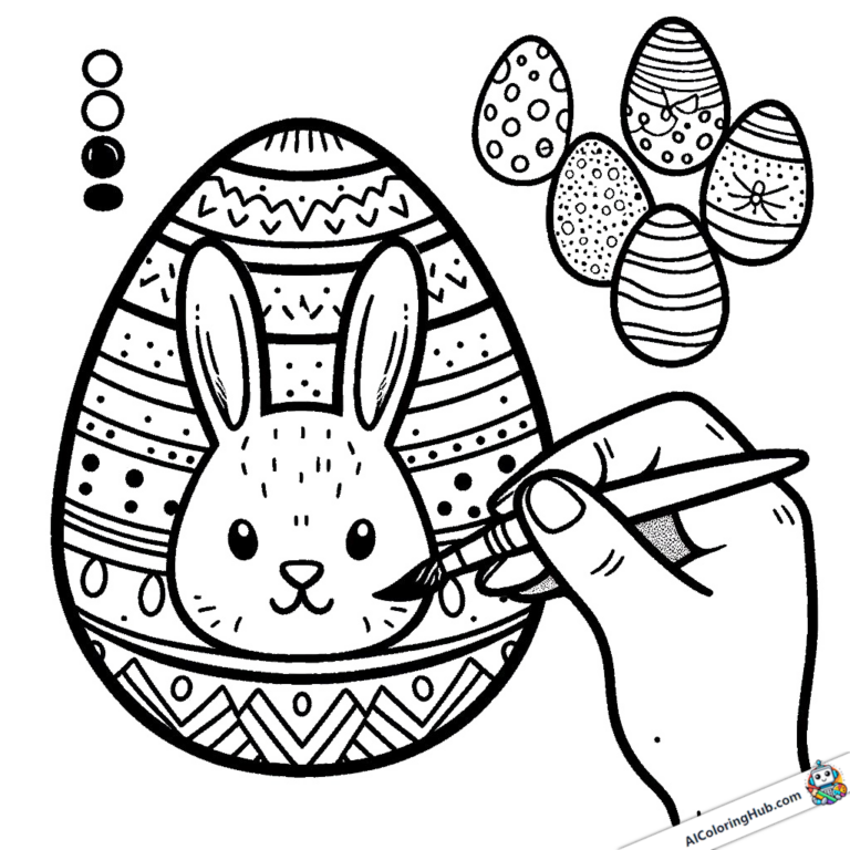 Disegno Uovo di Pasqua con faccia da coniglio