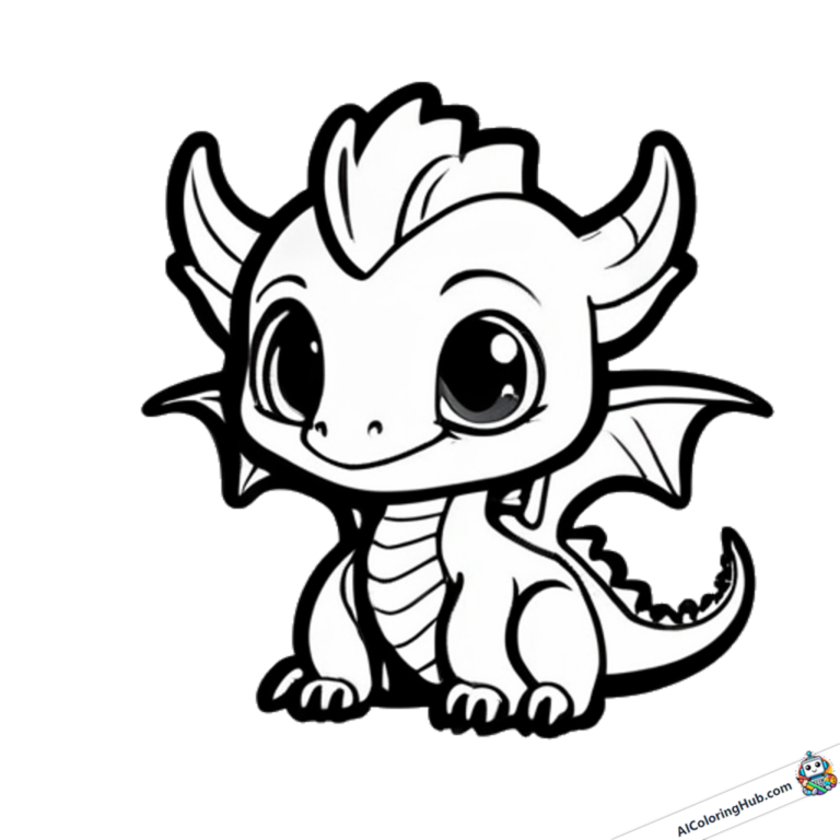 Imagem para colorir dragão bebê fofo