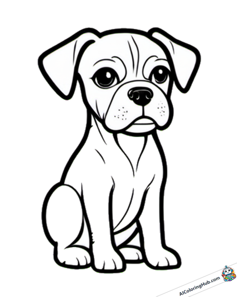 Imagem para colorir jovem boxer (cão)