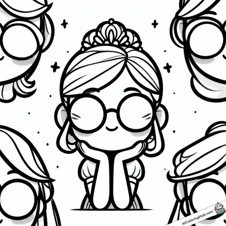 Imagem para colorir Princesa com óculos