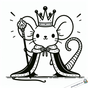 Página para colorir Rato com arminho, coroa e cetro