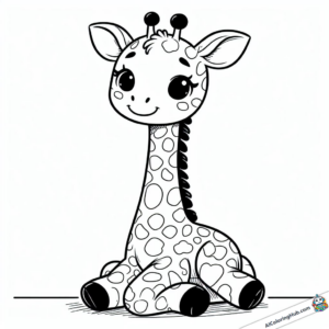 Gráfico para colorir Girafa faz uma pausa