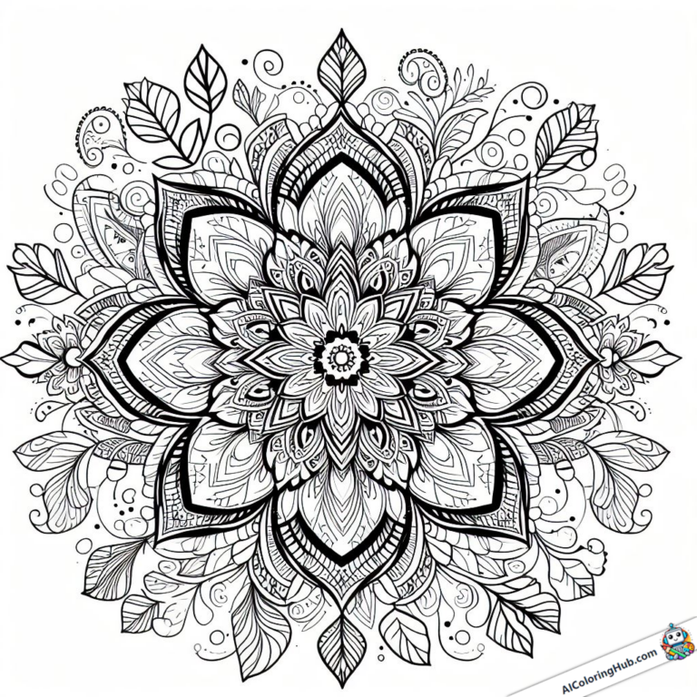 Imagem para colorir Mosaico floral padronizado