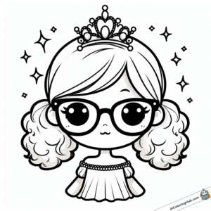 Imagem para colorir Princesa com coroa e óculos