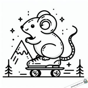 Imagem para colorir Corridas de ratos em patins