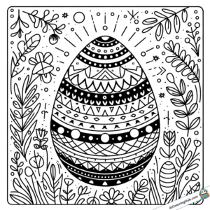 Modelo para colorir Ovo de Páscoa com padrões