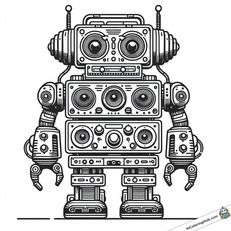 Página para colorir Robôs feitos de componentes HiFi