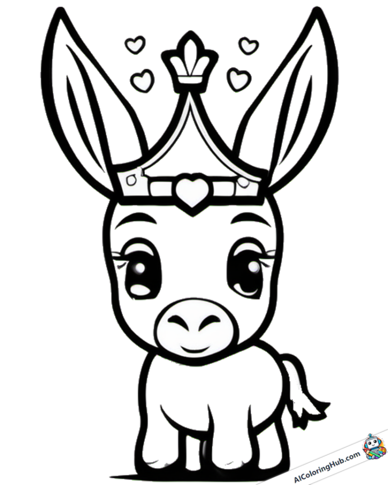 Zeichnung Esel mit Krone