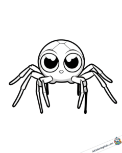 Ausmalbild kleine Spinne mit großen Augen