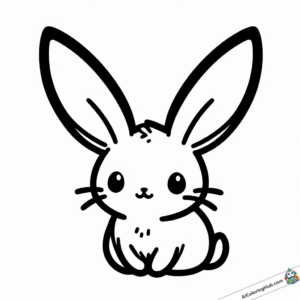 Ausmalgrafik Hasenbaby mit großen Ohren
