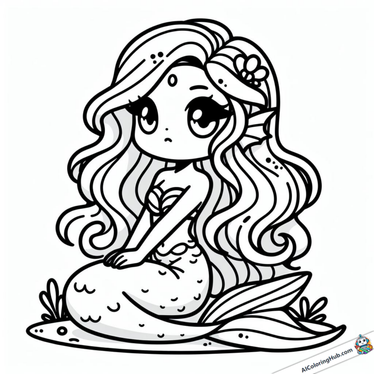 Zeichnung Meerjungfrau posiert